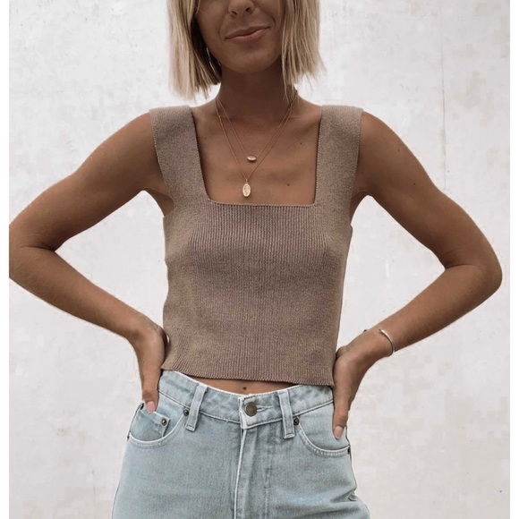 Les basics brown straight knit crop - Picture 7 of 7